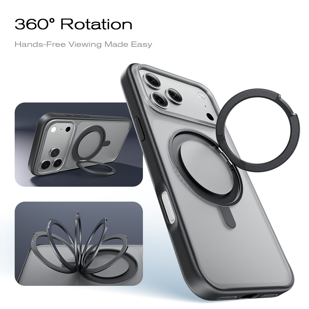 iPhone 17 K128 360° Magnetic Ring Stand Phone Case